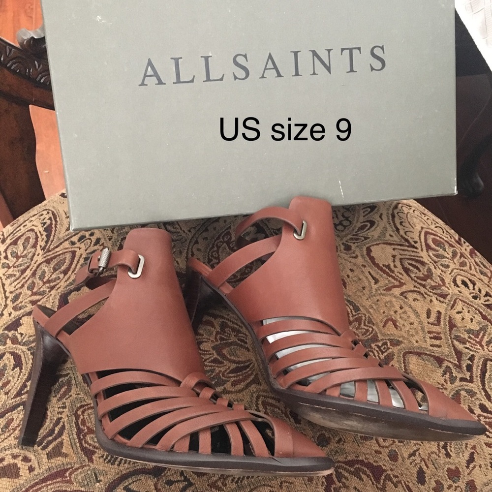All Saints Leather Tao sandal Brick Brown US 9